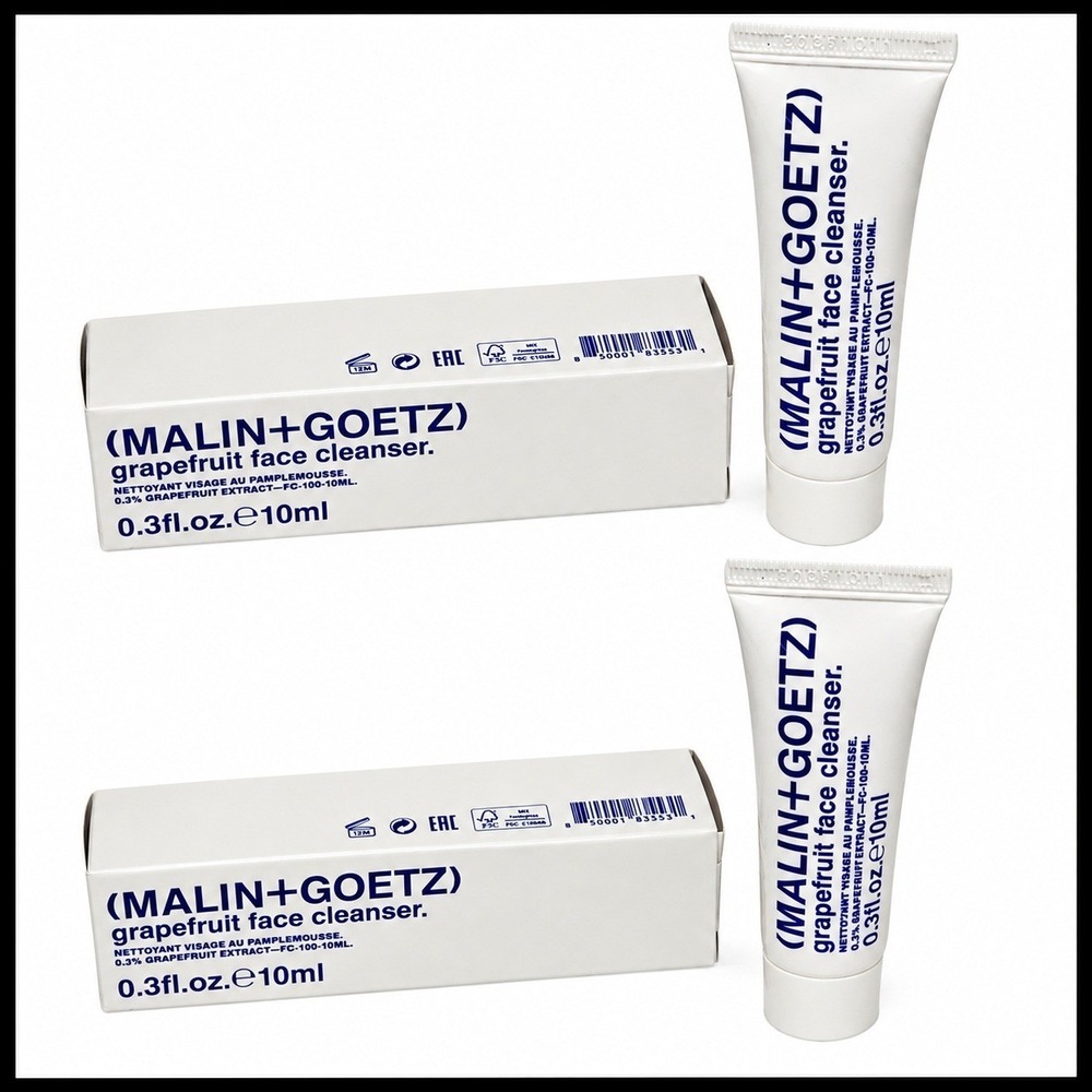 2 x Malin + Goetz Grapefruit Face Cleanser 0.3oz 10ml Travel Size